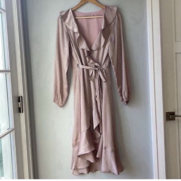 Anthropologie The Odells Sharlene Wrap Dress Pink - Picture 5 of 11